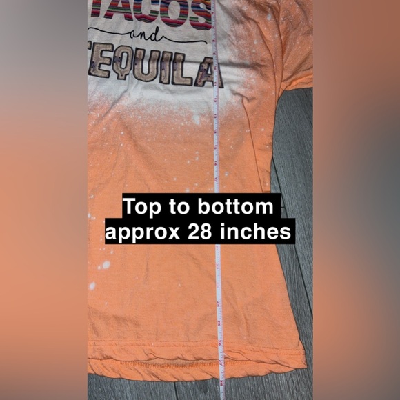 Tultex Women’s Size Large Graphic Tee Shirt Tacos & Tequila Orange Boutique EUC - Picture 5 of 6